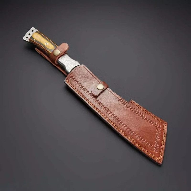 CUSTOM HAND FORGED HANDMADE Damascus Steel CAMPING MacheteHunting KnifeSHEATH 2