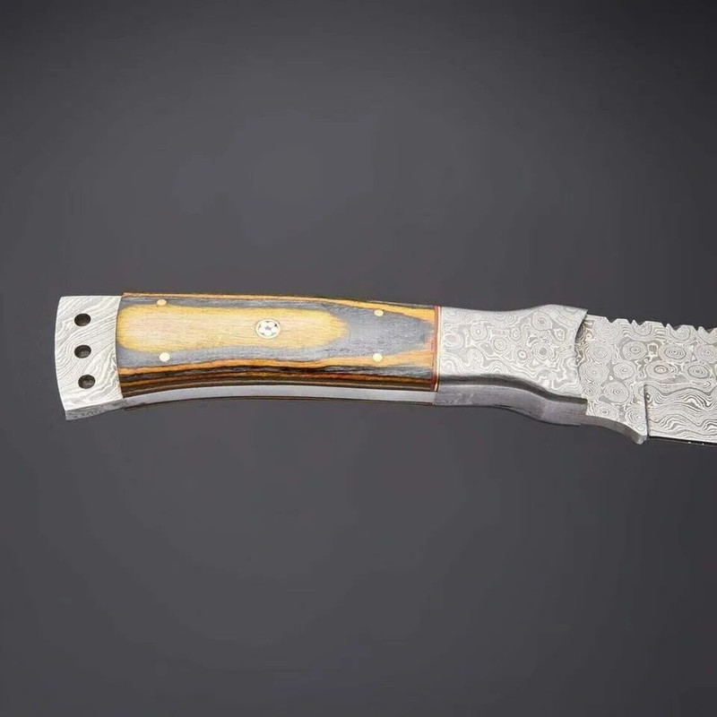 CUSTOM HAND FORGED HANDMADE Damascus Steel CAMPING MacheteHunting KnifeSHEATH 3