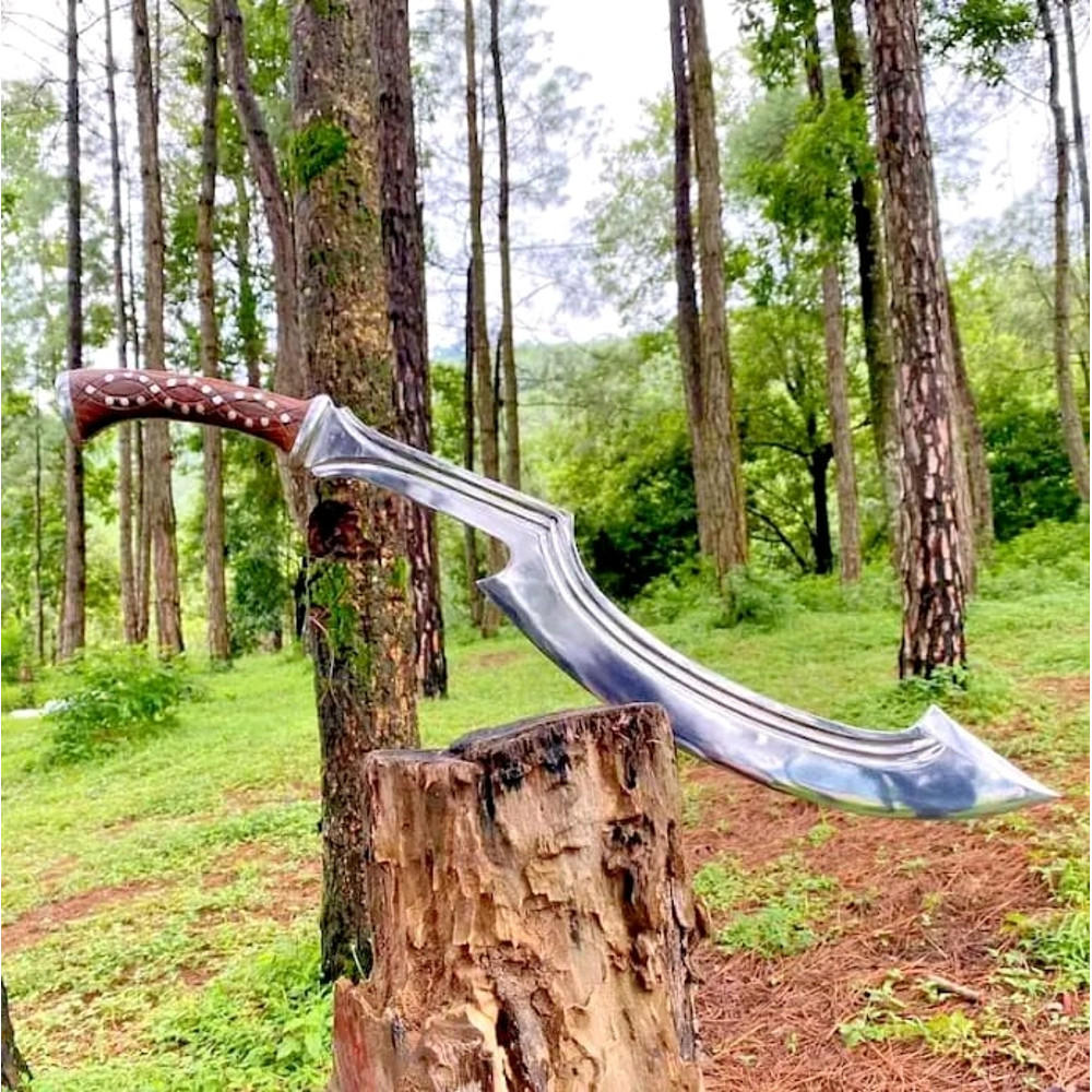 Custom Handmade Carbon Steel Blade Survival Khopesh Sword Hunting Sword Camping 0