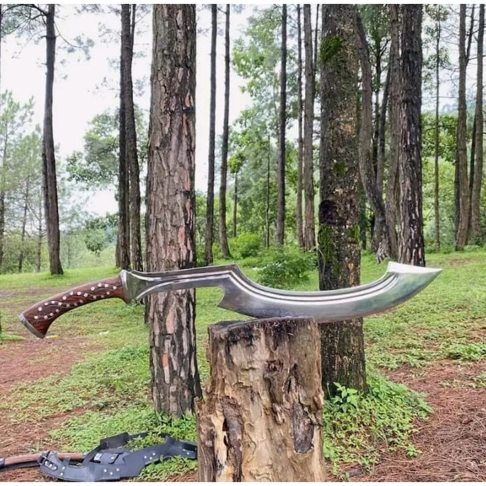 Custom Handmade Carbon Steel Blade Survival Khopesh Sword Hunting Sword Camping 3