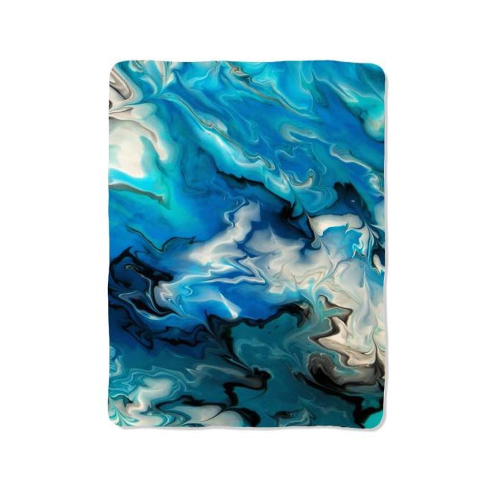 Blue Abstract Watercolor Blanket 0