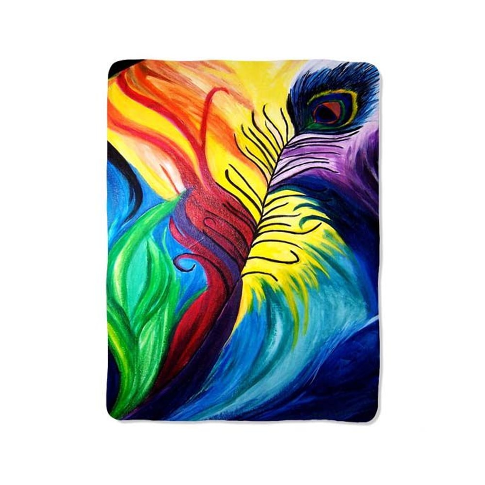 Colorful Peacock Feather Blanket 0
