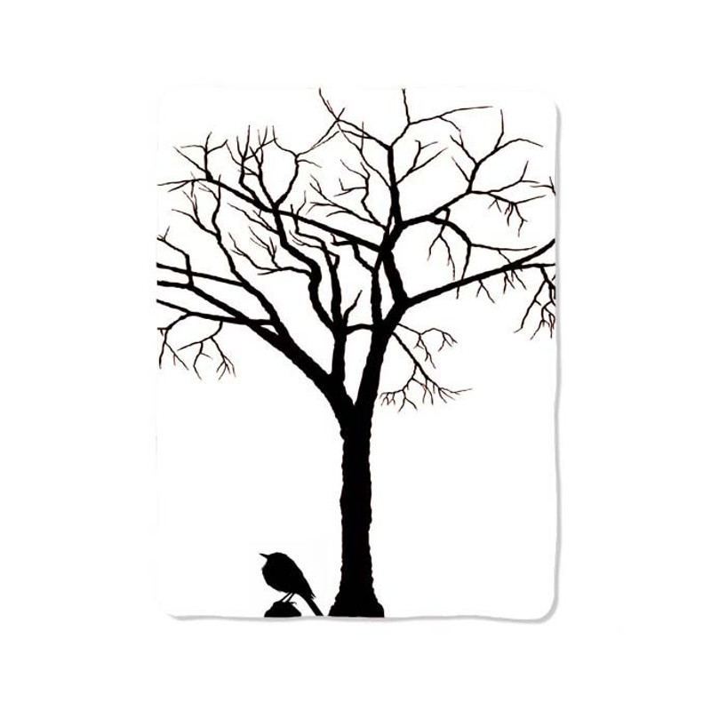 Tree And Bird Silhoutte Blanket 0