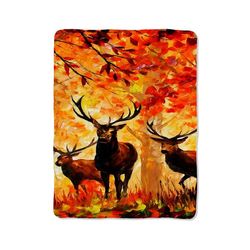 watercolor deer painting blanket