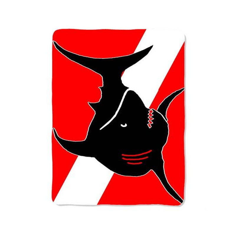 Scuba Shark Flag On Blanket 0