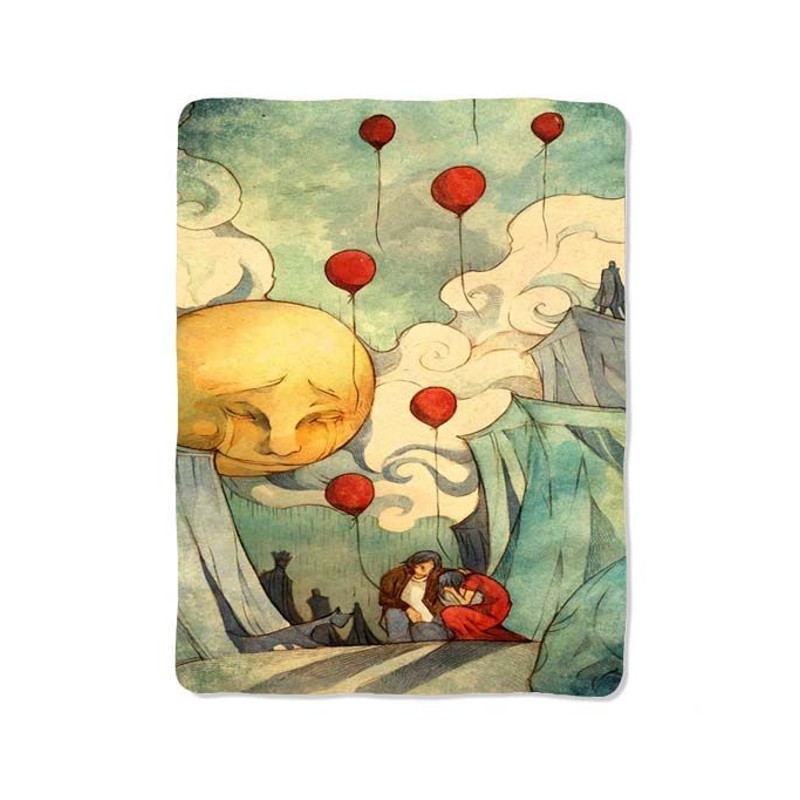 Blue White Sky Could Art Blanket 0