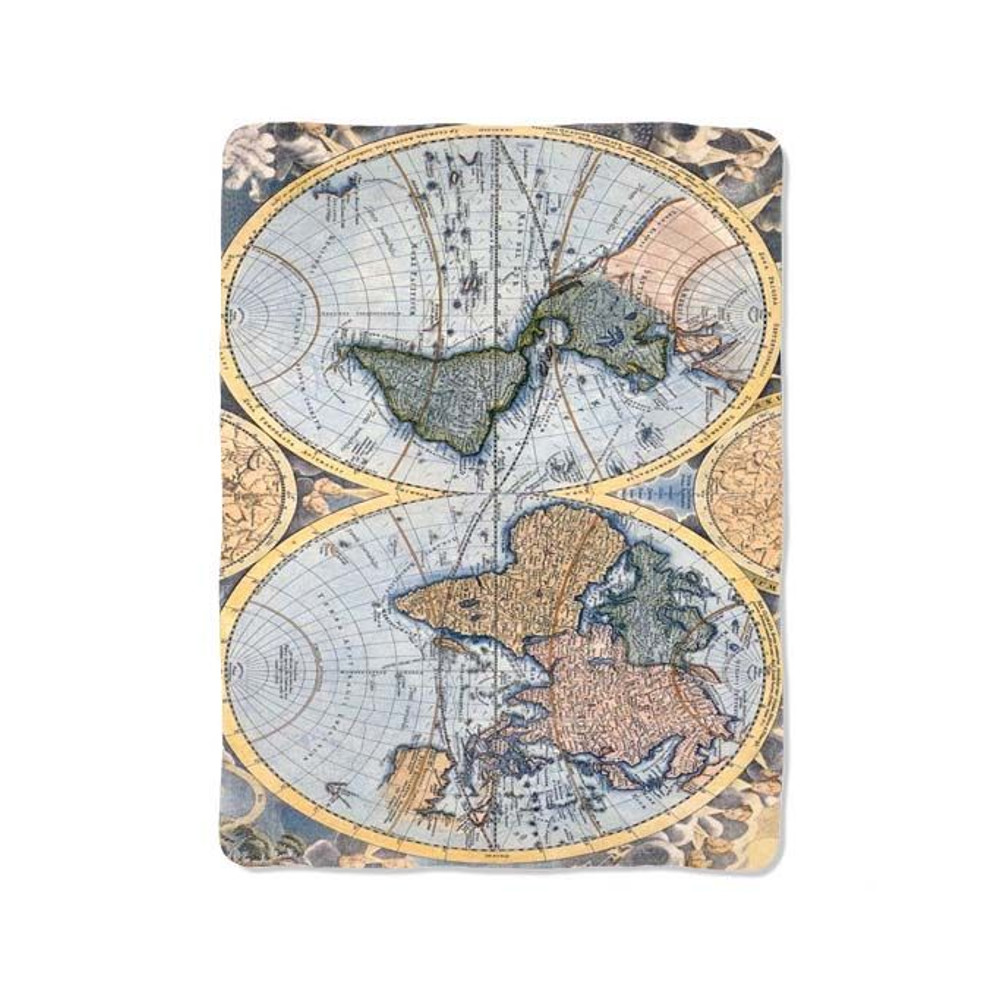 Classic Blue World Map Blanket 0