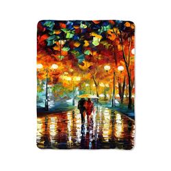 colorful rain love oil painting blanket
