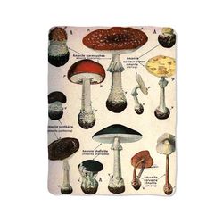 french mushrooms print blanket