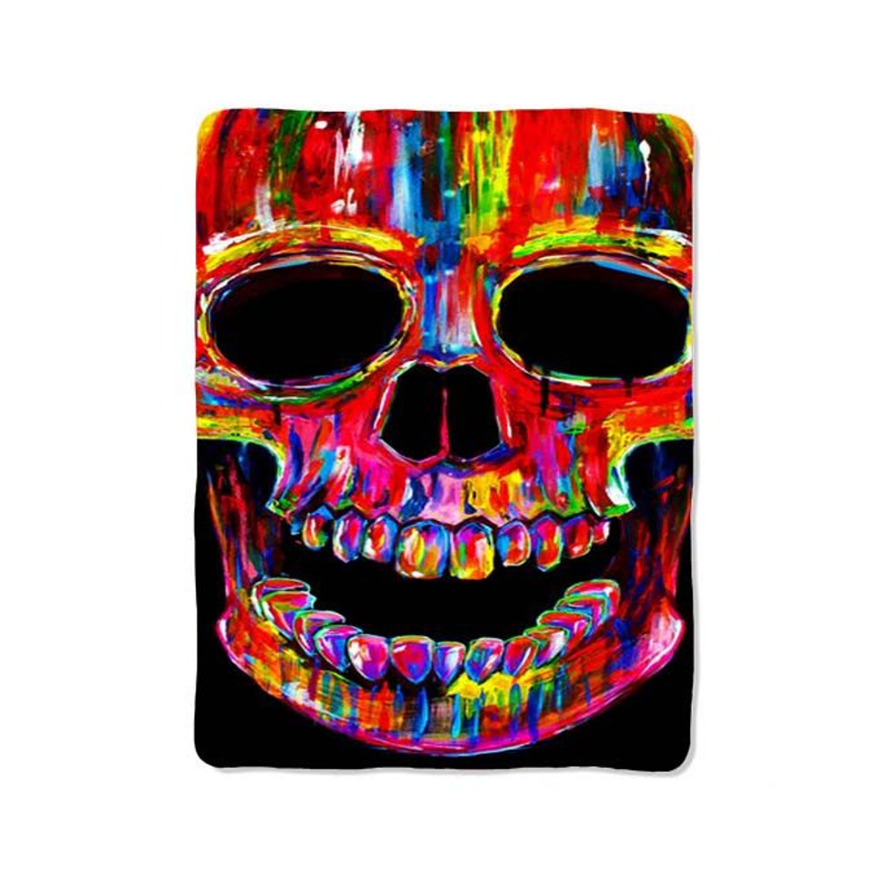 Head Skull Water Colors Blanket 0