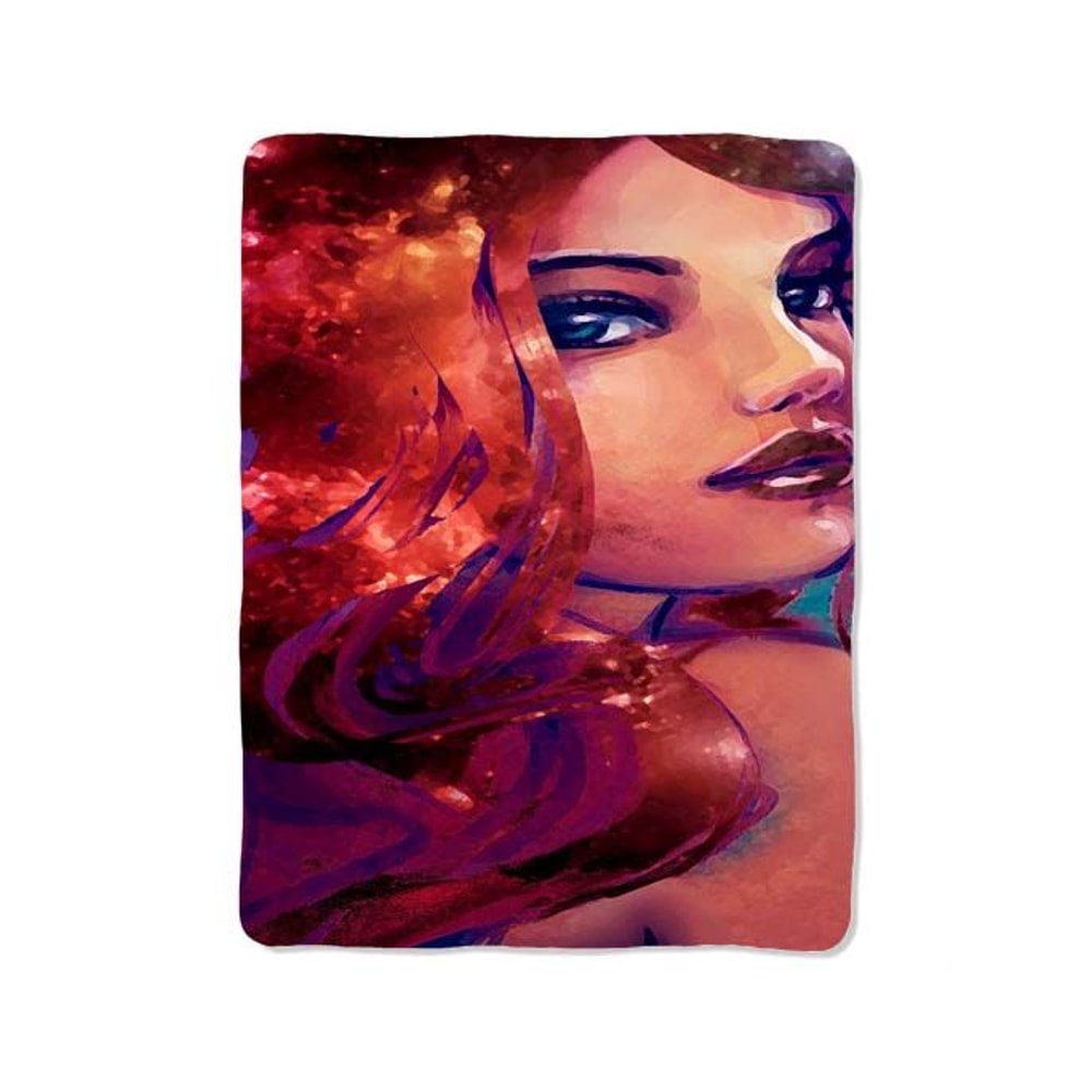 Mermaid Red Hair Galaxy Painting Blanket 0