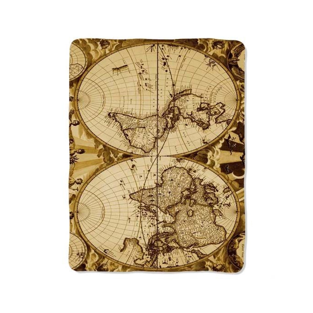 Nauctical Brown World Map Blanket 0