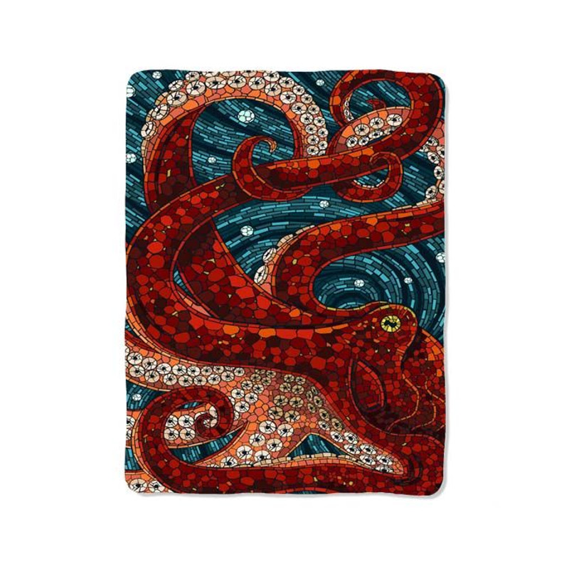 Octopus Mosaic On Blanket 0