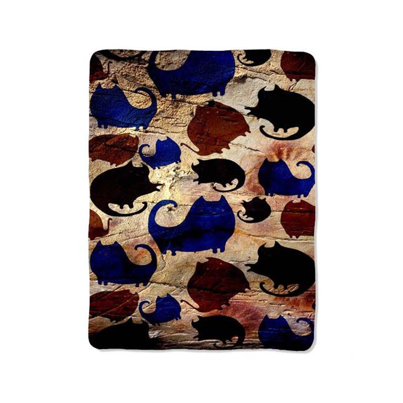 Pattern Cats In Wood Blanket 0