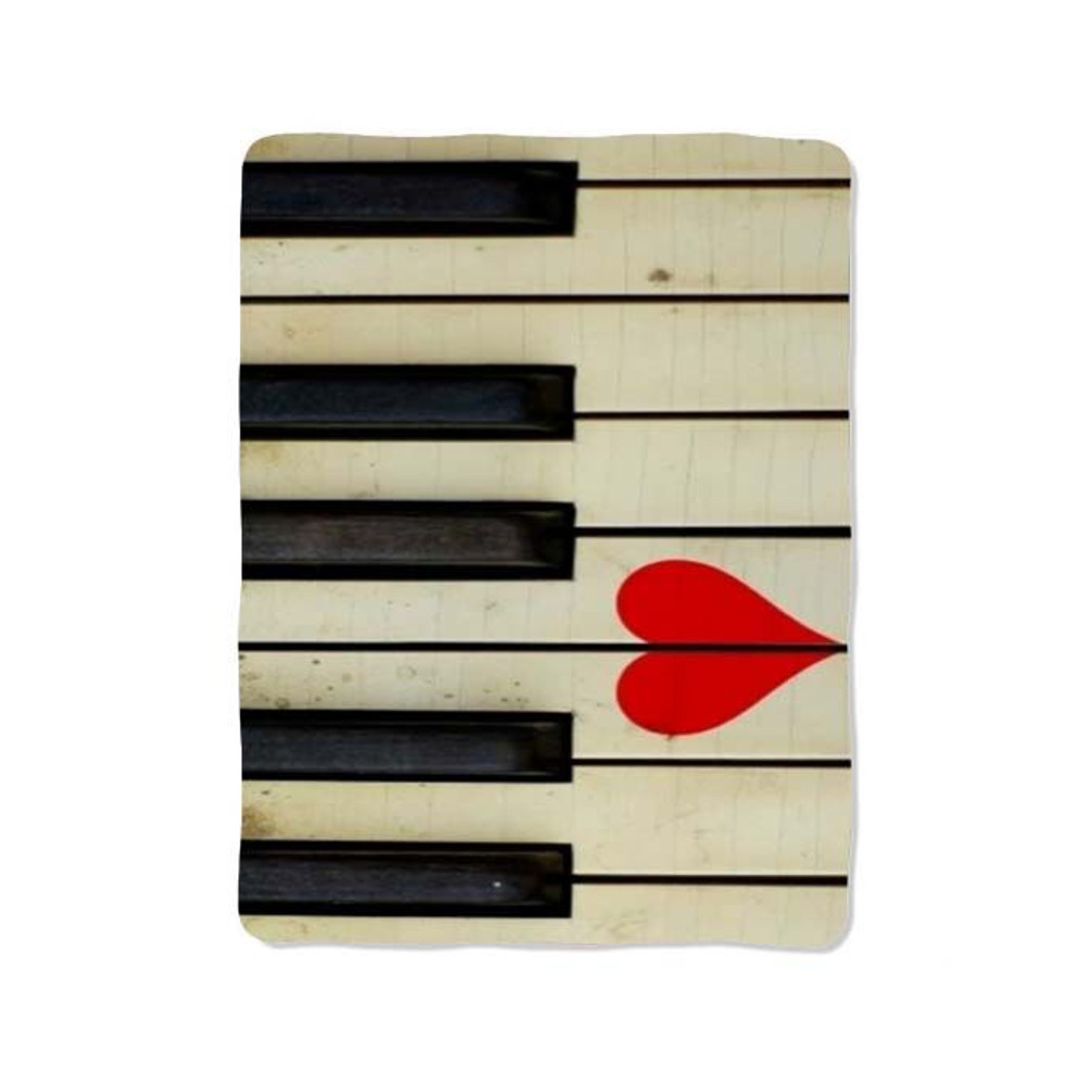Vintage Piano Heart Blanket 0