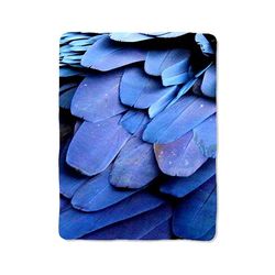 blue feather bird print on blanket