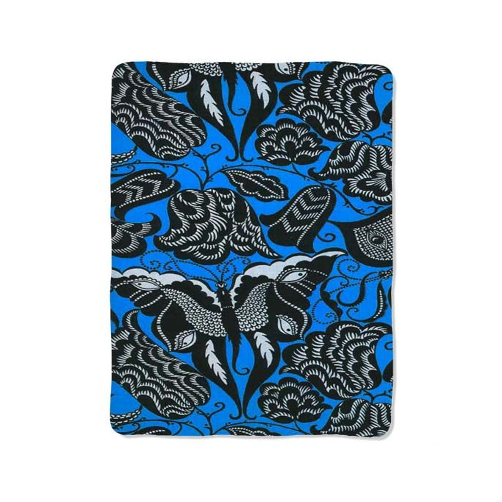 Blue Floral Butterfly Print On Blanket 0