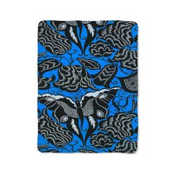 blue floral butterfly print on blanket