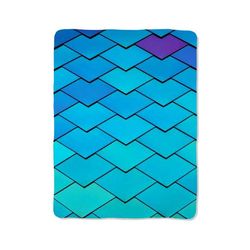 blue geometric chevron print on blanket