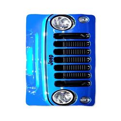 blue jeep wrangler print on blanket