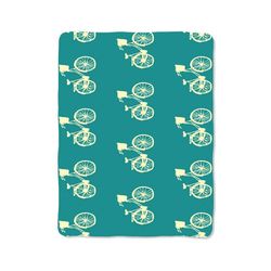blue pattern bike print on blanket