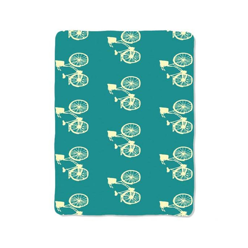 Blue Pattern Bike Print On Blanket 0