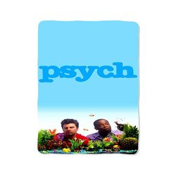 blue psych cover print on blanket