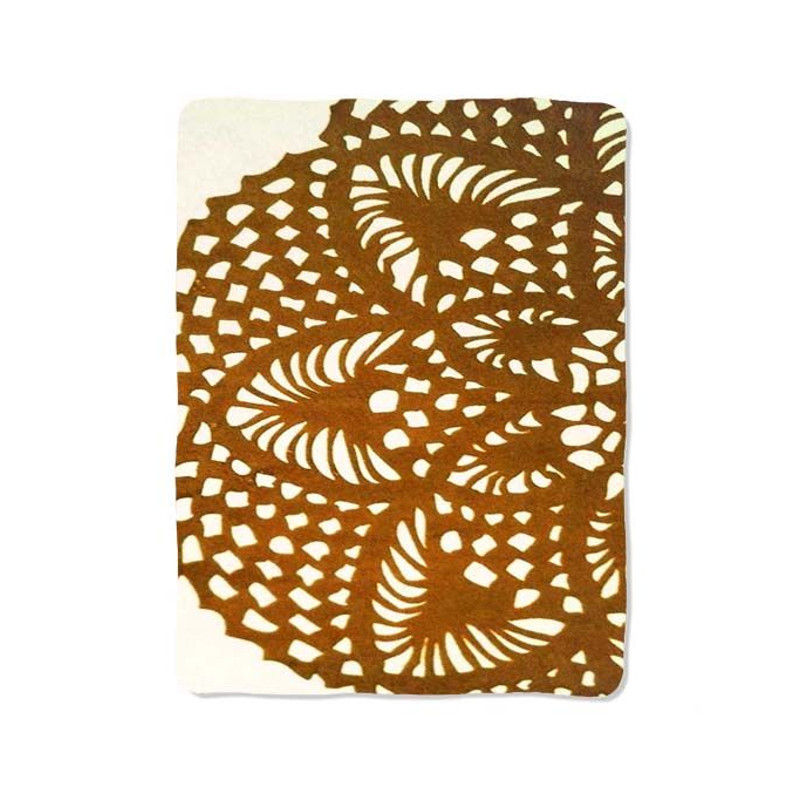 Brown White Mandala Pattern Print On Blanket 0