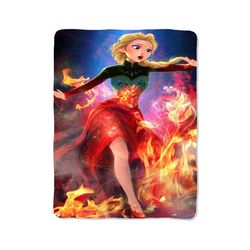 elsa red fire print on blanket
