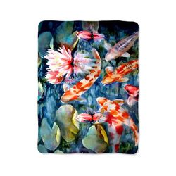 goldfish koi pond print on blanket