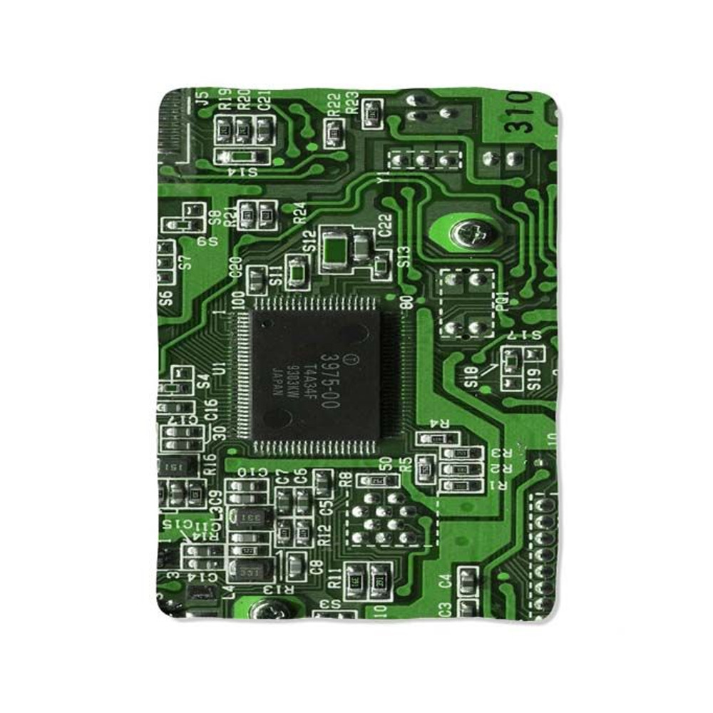 Green Circuit Board Print On Blanket 0
