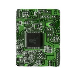 green circuit board print on blanket