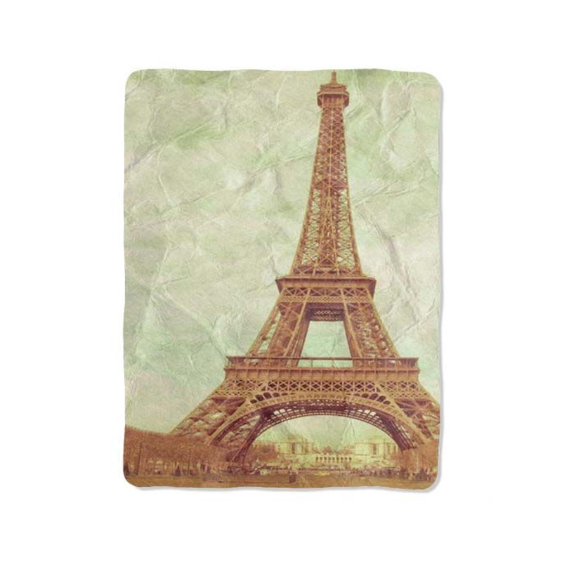 Hipster Vintage Eiffel Print On Blanket 0