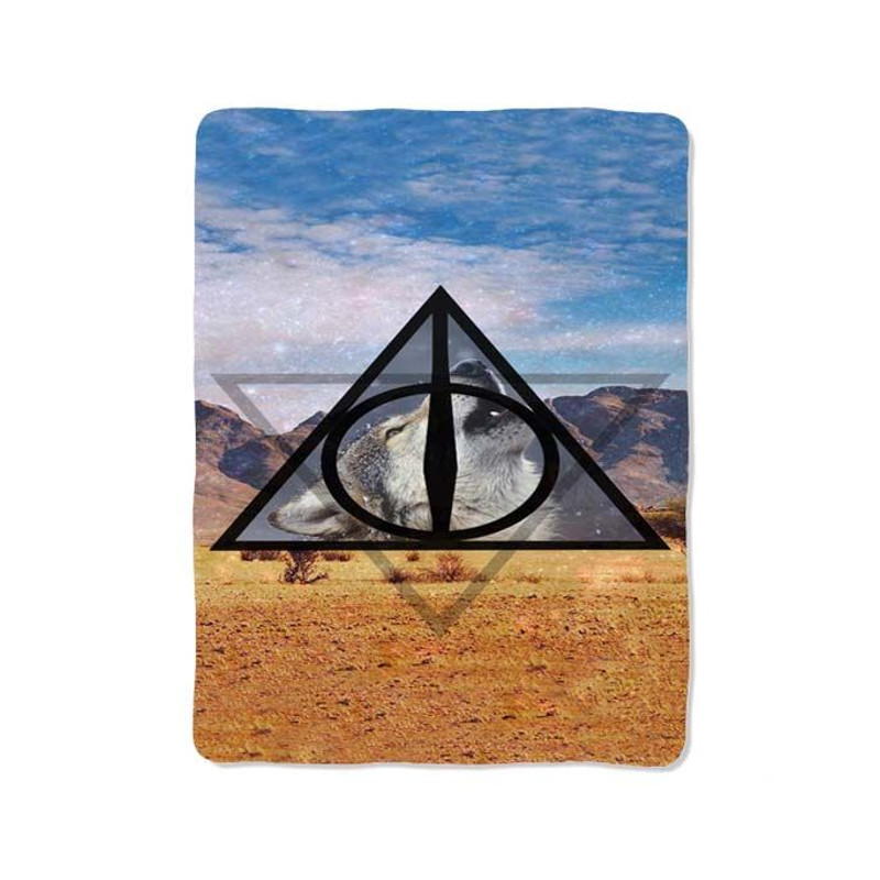 Hipster Wolf Print On Blanket 0