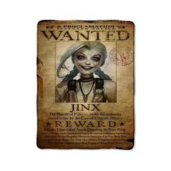 league of legend jinx wanted lol print on blanket