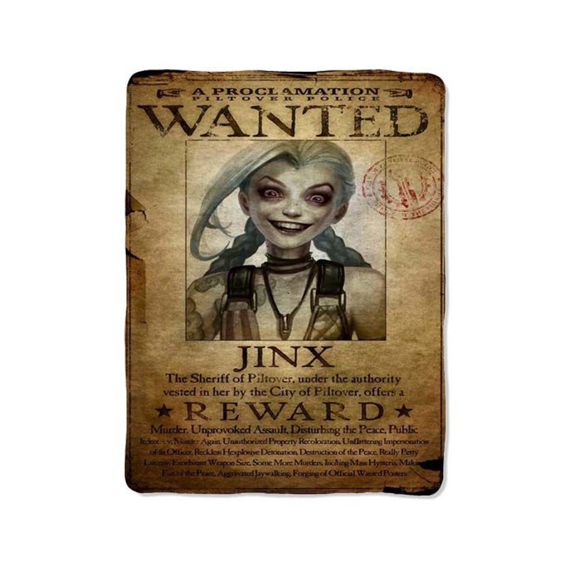 League Of Legend Jinx Wanted Lol Print On Blanket 0