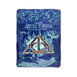 marauders map deathly hallows print on blanket