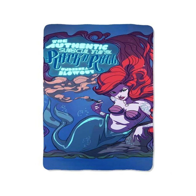 Mermaid Rock N Roll Under Sea Print On Blanket 0
