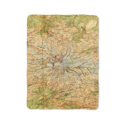 mount rainier old map print on blanket