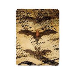 music note bat art print on blanket