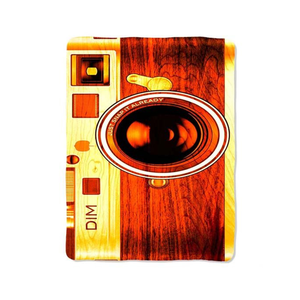 Old Camera Wood Texture Print On Blanket 0