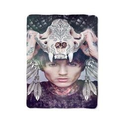 oliver sykes skull print on blanket