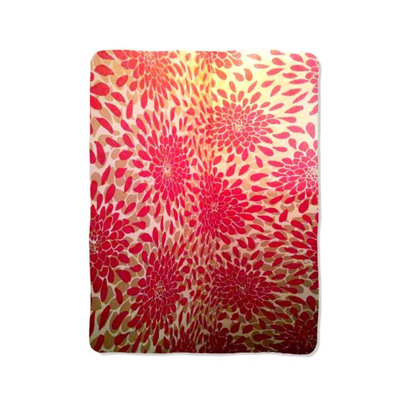Red Flower Pattern Print On Blanket 0