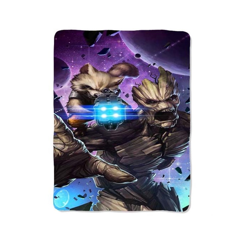 Rocket And Groot Guardians Of The Galaxy Print On Blanket 0