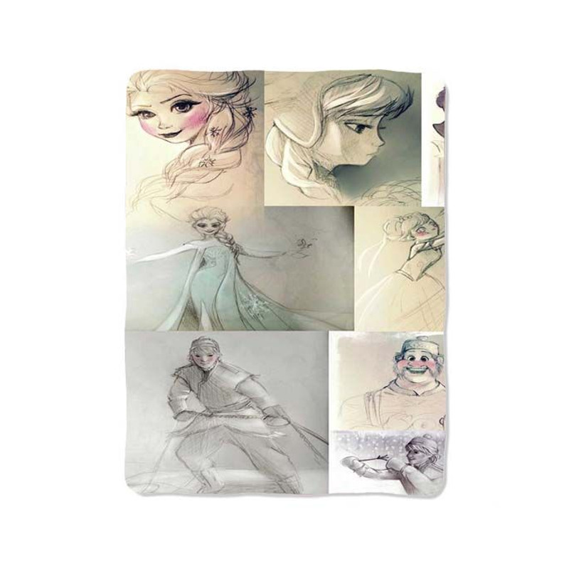 Sketch Collage Disney Frozen Print On Blanket 0