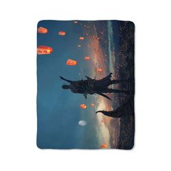 sky lantern print on blanket