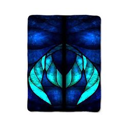 stained glasses feather peacock print on blanket