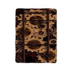 steampunk gears print on blanket