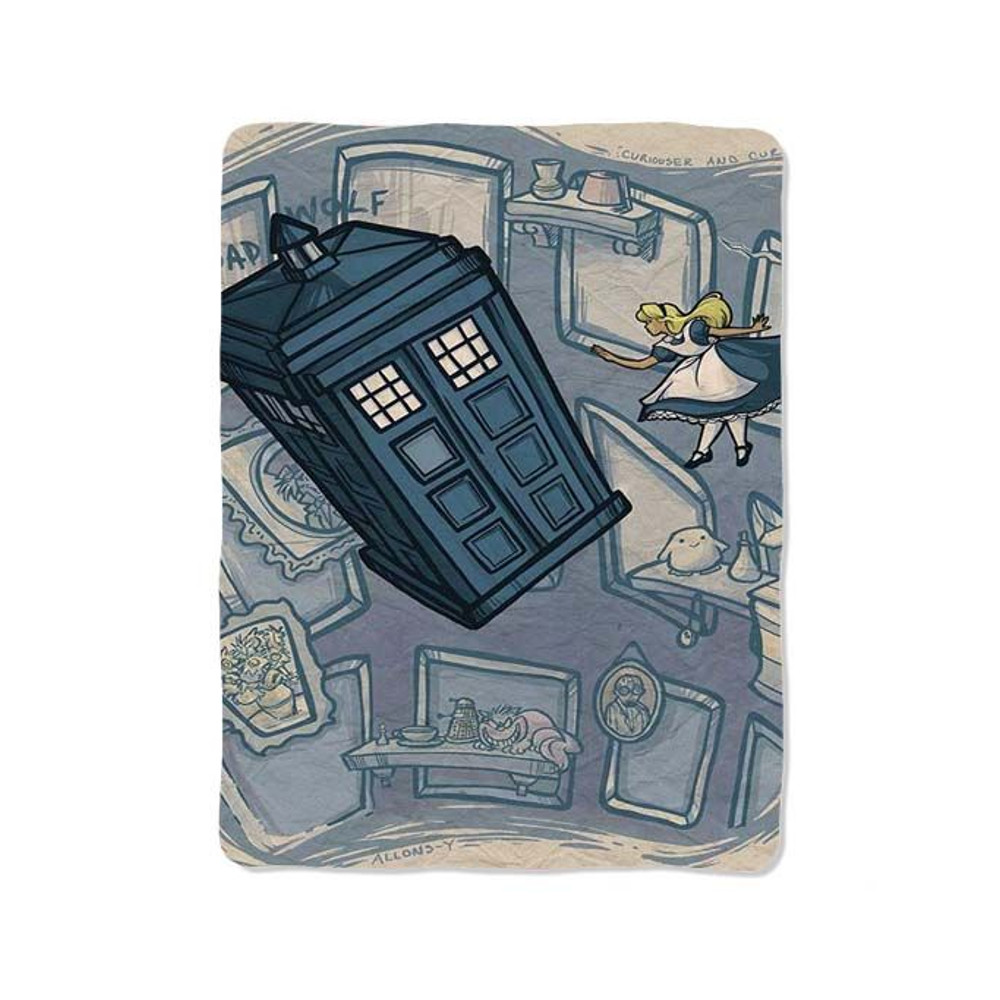 Tardis Doctor Who Alice In Wonderland Print On Blanket 0