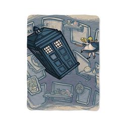 tardis doctor who alice in wonderland print on blanket